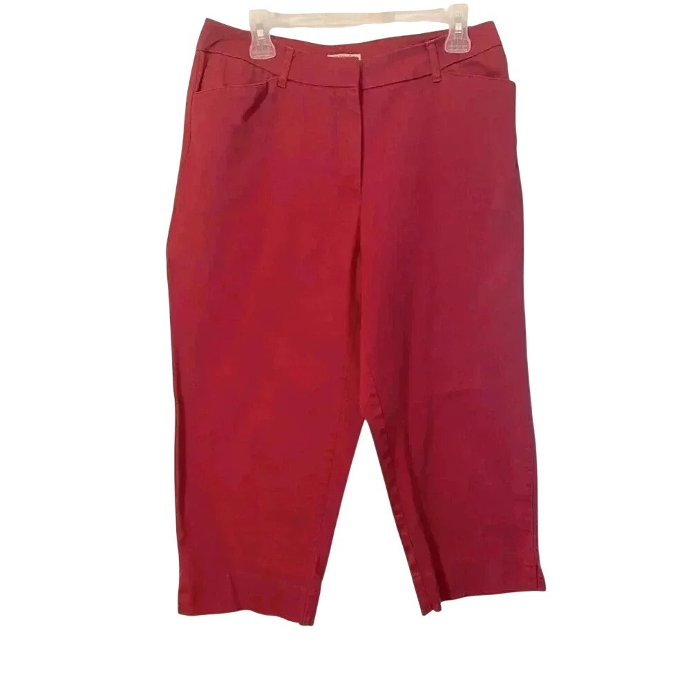 St. John's Bay Stretch Red Capri Pants Women's Size 12 Cropped Trousers